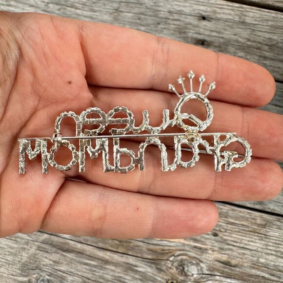 Vintage Jewelry Grandma Bling Grandma Brooch Queen Grandma Rhinestone Pin Brooch - Picture 3 of 3